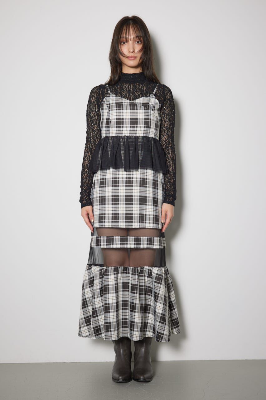 rienda「ペプラムマーメイドチェックキャミワンピース」|ワンピース|