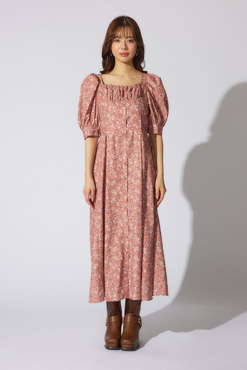 rienda「バストギャザーデザインフレアワンピース」|ワンピース|