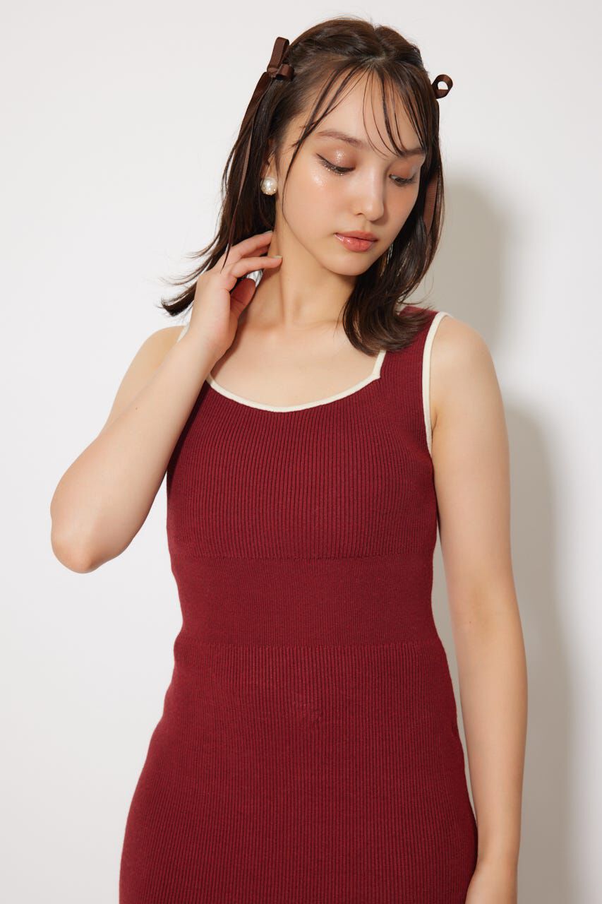 rienda「アーガイルバイカラーカーディガンセットニットワンピース」|ワンピース|