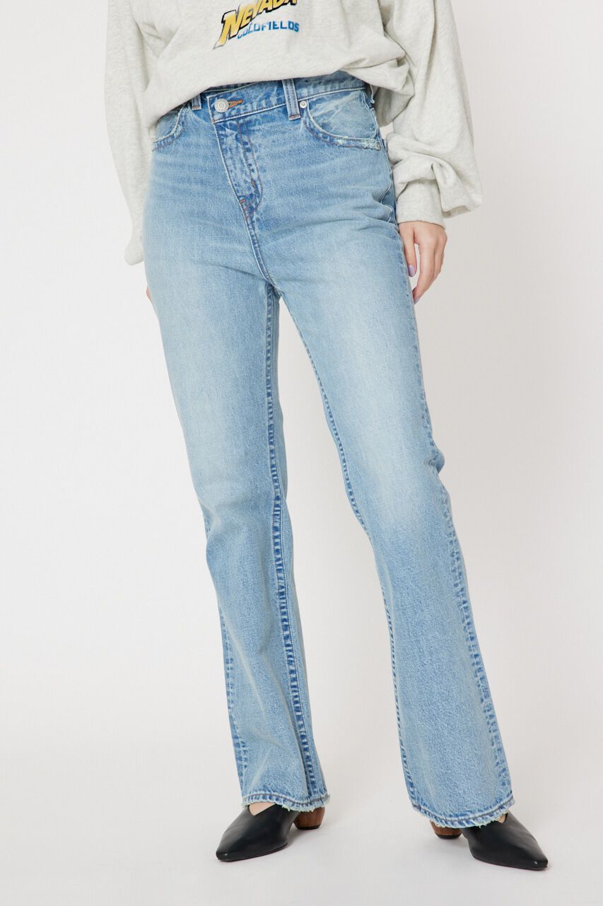 RODEO CROWNS「アシンメトリーハイウエストフレアデニム」|デニム|L/BLU1