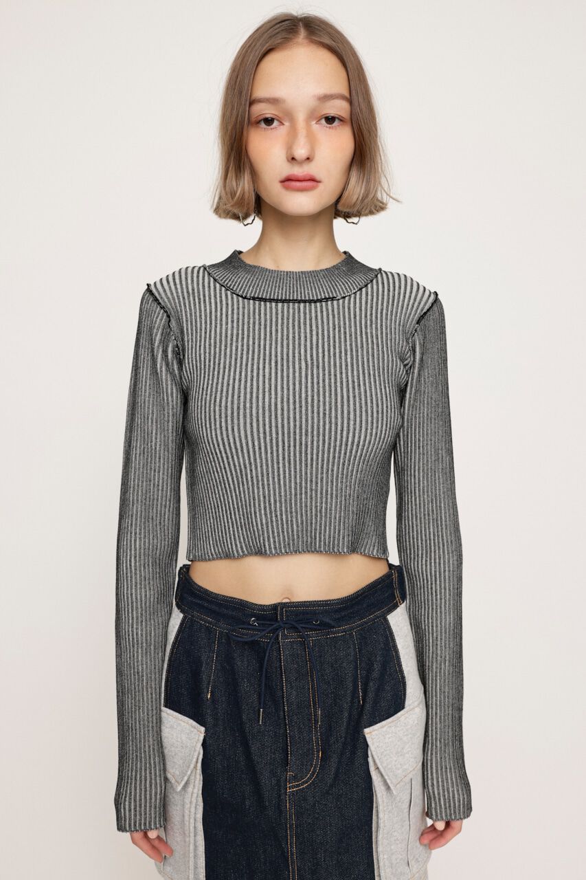 SLY「BI COLOR CROP RIB トップス」|ニット・セーター|GRY
