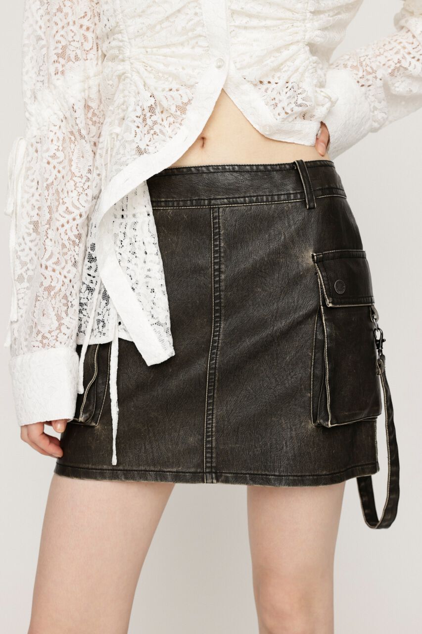 SLY「3D PK F／LEATHER MINI スカート」|スカート|BLK