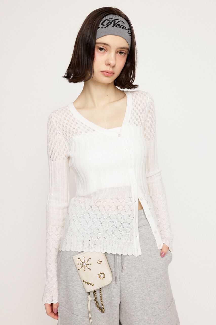 SLY「CROCHET SLANT BUTTON カーディガン」|カーディガン|