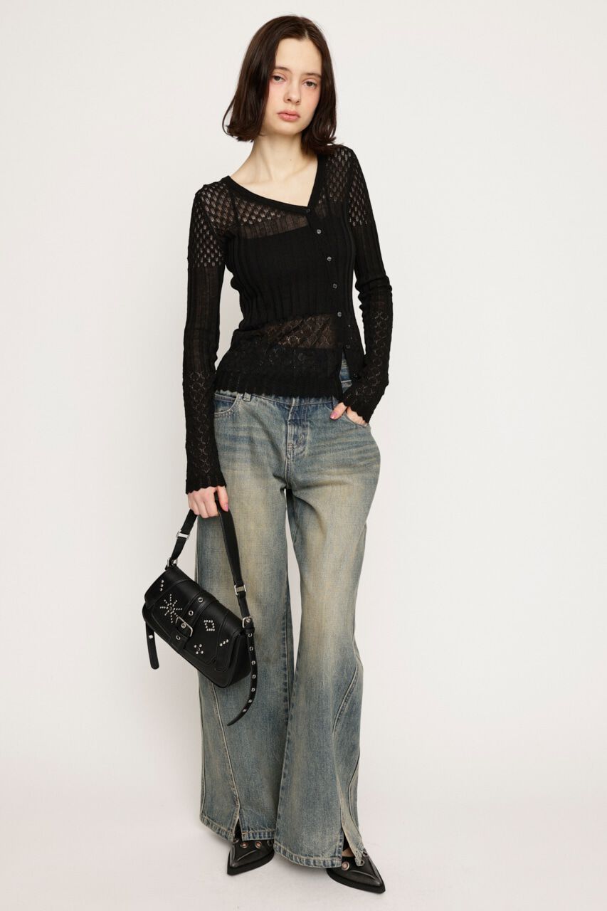 SLY「CROCHET SLANT BUTTON カーディガン」|カーディガン|