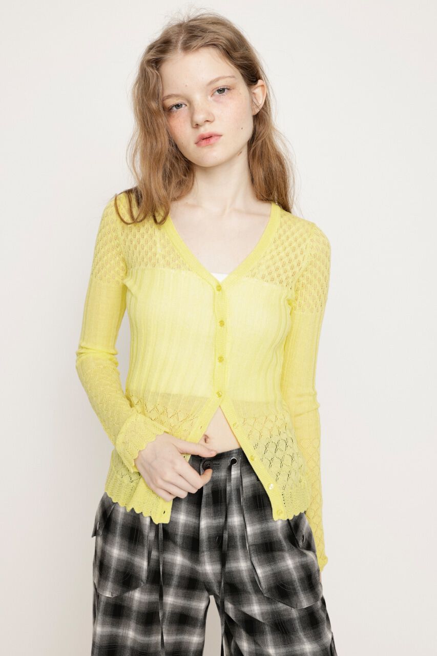 SLY「CROCHET SLANT BUTTON カーディガン」|カーディガン|YEL