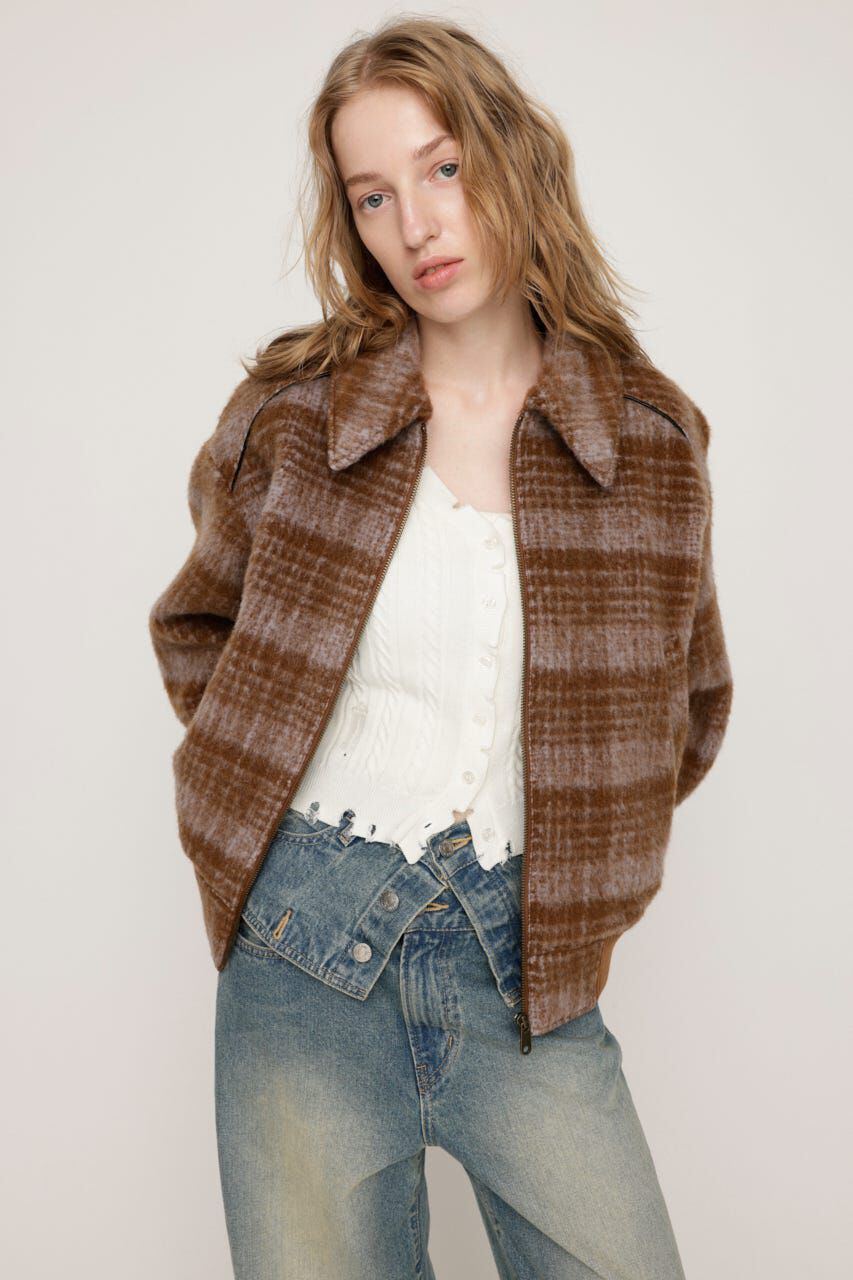 SLY「SHAGGY CHECK ブルゾン」|ブルゾン・スタジャン|