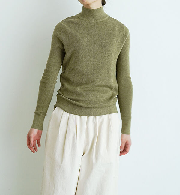 オローネ「ベーシックミドルニット」|ニット・セーター|グラスグリーン