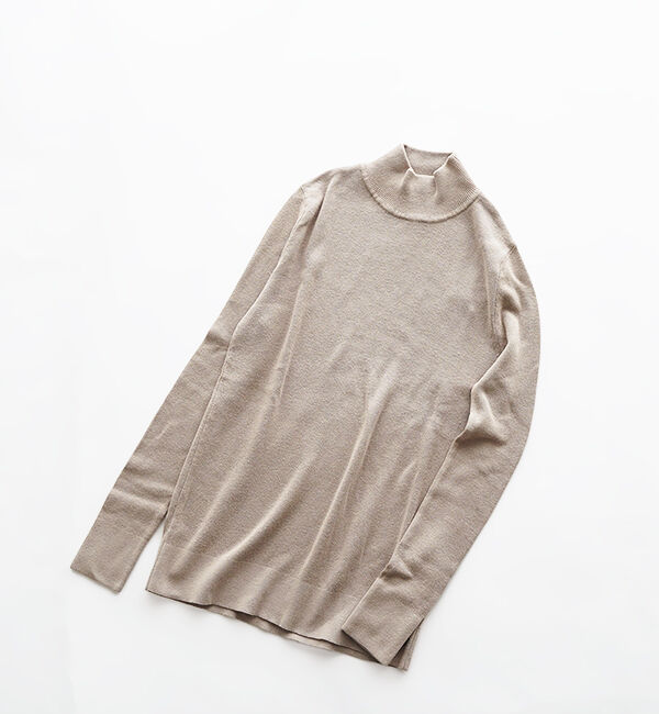 オローネ「ベーシックミドルニット」|ニット・セーター|グレーベージュ