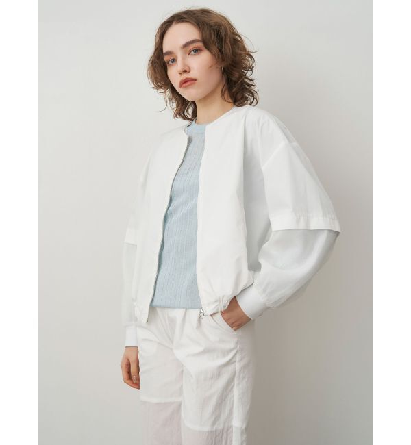 ELENDEEK「SHEER SLEEVE BZ」|ブルゾン・スタジャン|オフホワイト