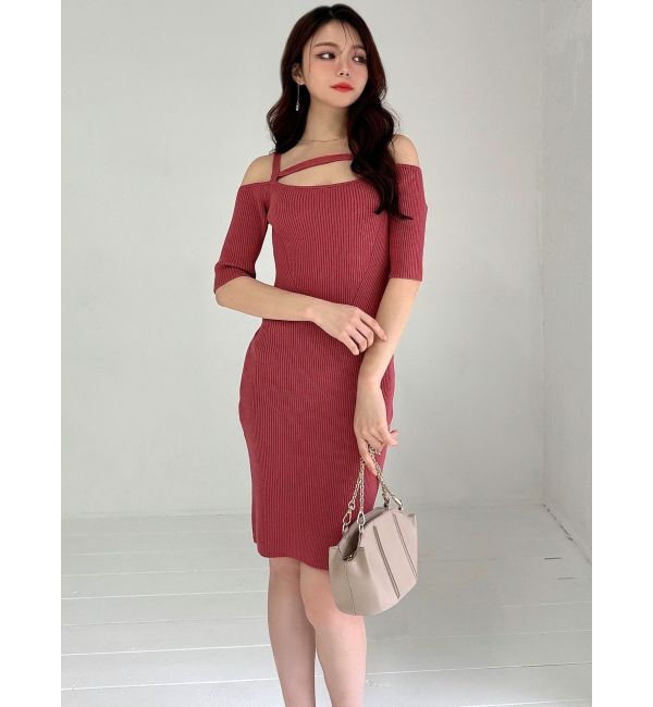 RESEXXY「ストリングデザインタイトニットワンピース」|ワンピース|