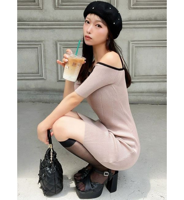 RESEXXY「ストリングデザインタイトニットワンピース」|ワンピース|