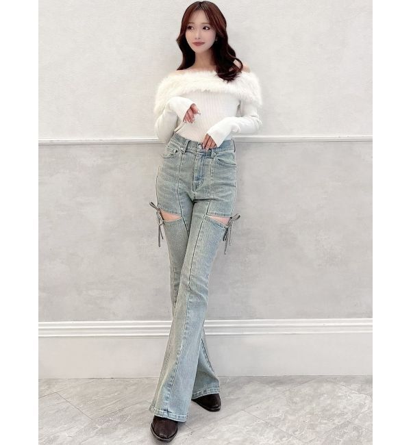 RESEXXY「【追加生産分】カットアウトリボンデニムパンツ」|デニム|