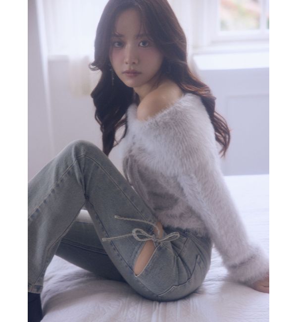 RESEXXY「【追加生産分】カットアウトリボンデニムパンツ」|デニム|