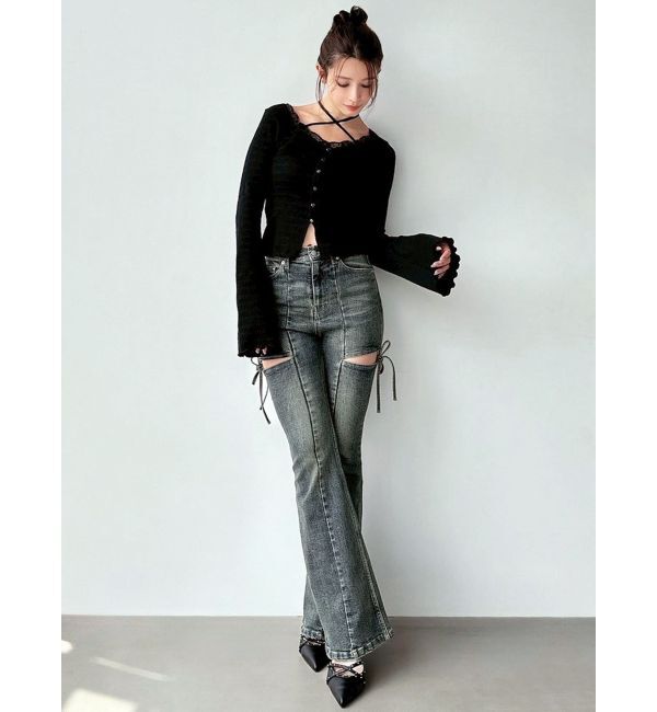 RESEXXY「【追加生産分】カットアウトリボンデニムパンツ」|デニム|