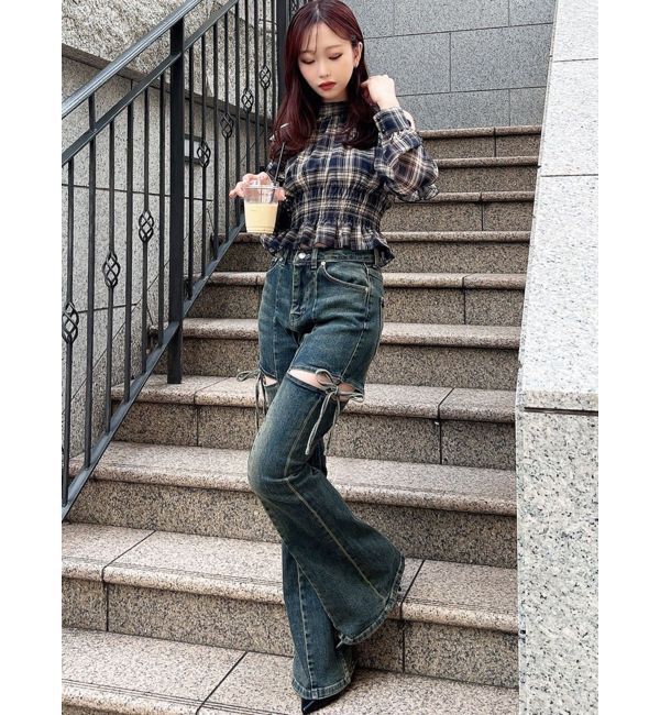 RESEXXY「【追加生産分】カットアウトリボンデニムパンツ」|デニム|