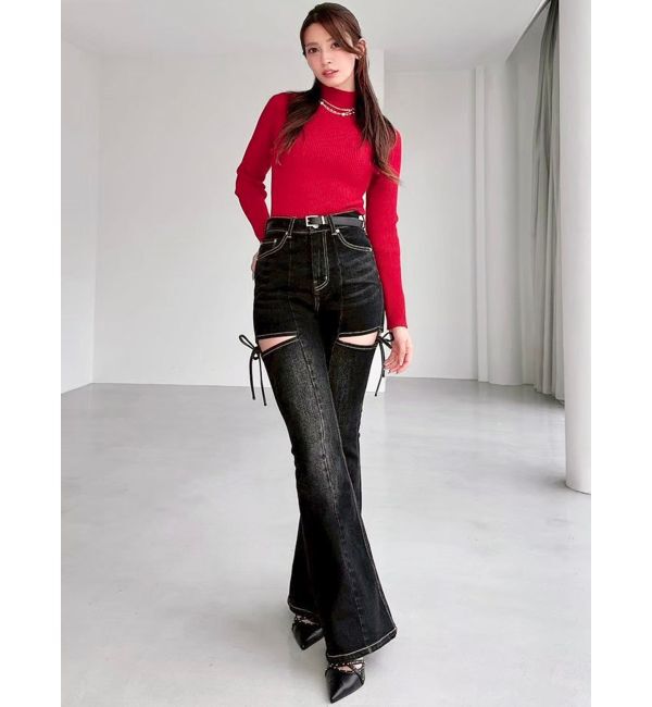 RESEXXY「【追加生産分】カットアウトリボンデニムパンツ」|デニム|