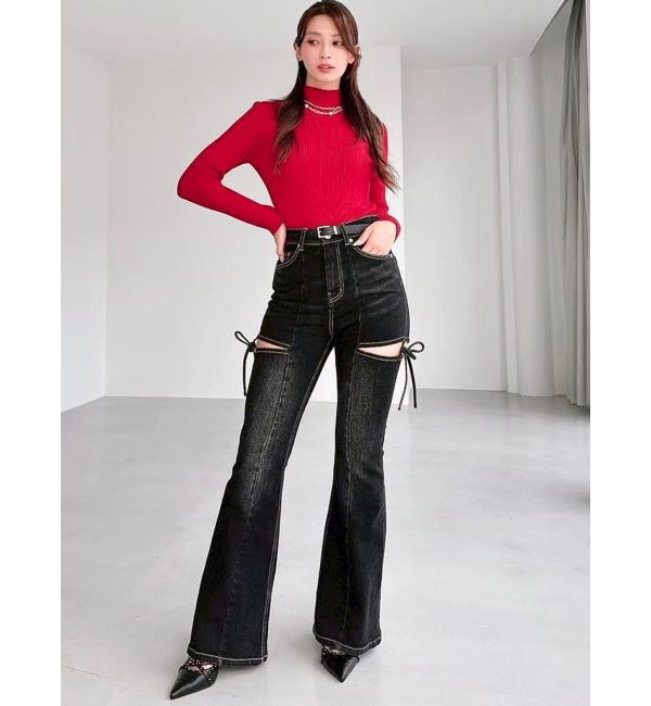 RESEXXY「【追加生産分】カットアウトリボンデニムパンツ」|デニム|