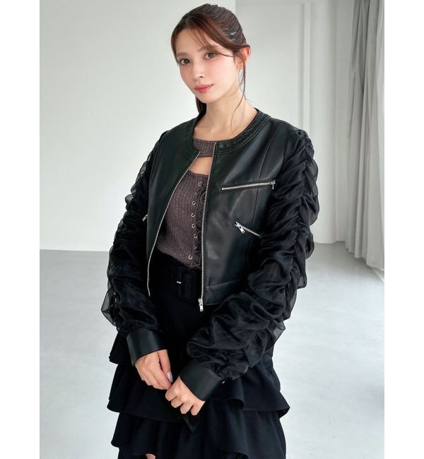 RESEXXY「シアースリーブ合皮ブルゾン」|ブルゾン・スタジャン|