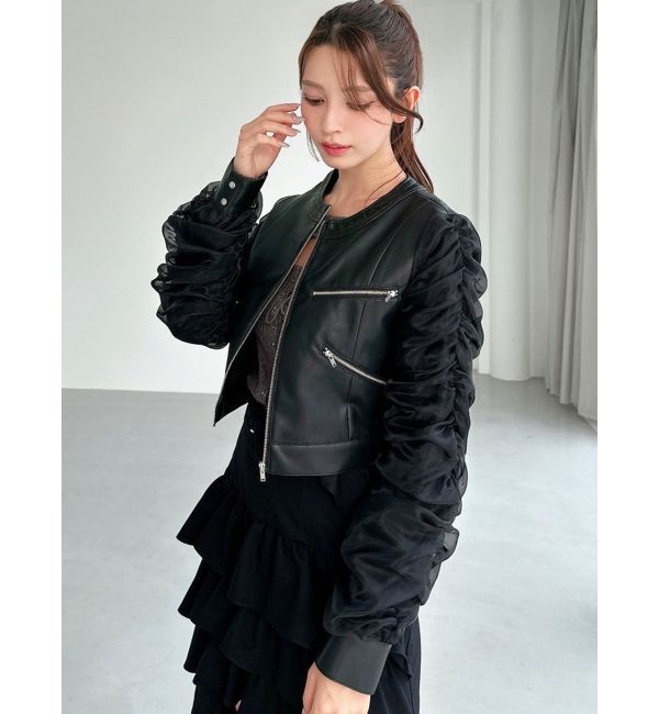 RESEXXY「シアースリーブ合皮ブルゾン」|ブルゾン・スタジャン|