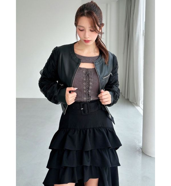 RESEXXY「シアースリーブ合皮ブルゾン」|ブルゾン・スタジャン|