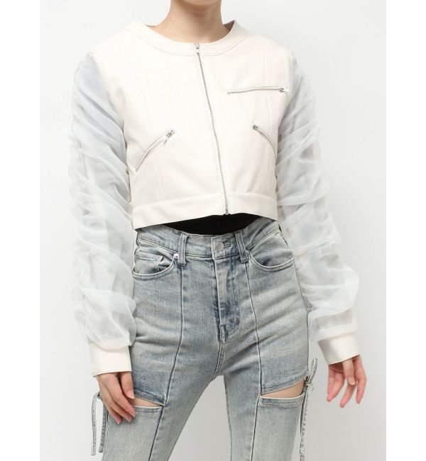 RESEXXY「シアースリーブ合皮ブルゾン」|ブルゾン・スタジャン|