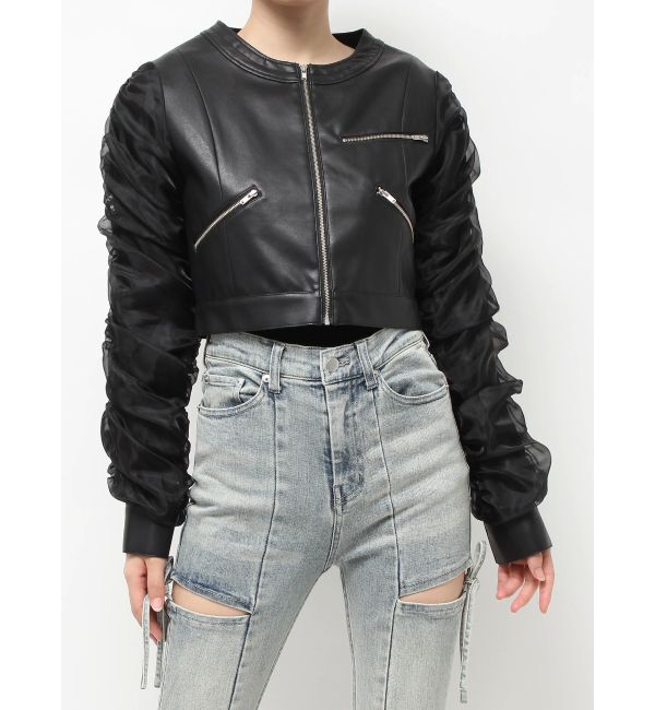 RESEXXY「シアースリーブ合皮ブルゾン」|ブルゾン・スタジャン|