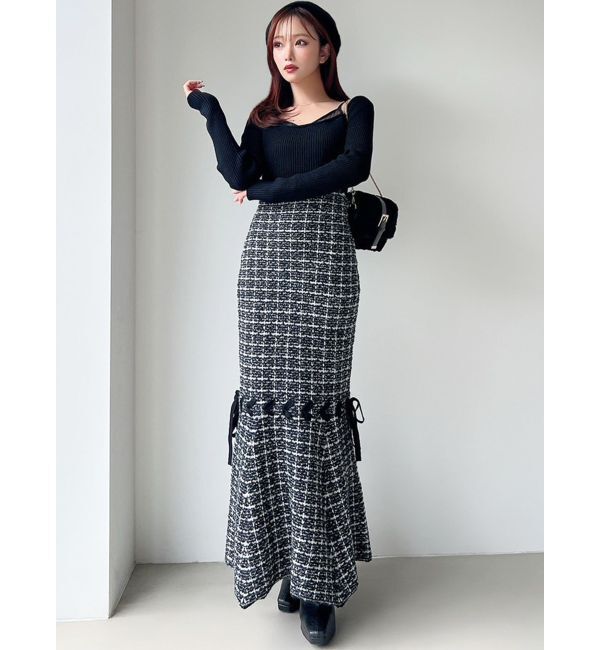 RESEXXY「シアードッキングツイードニットワンピース」|ワンピース|