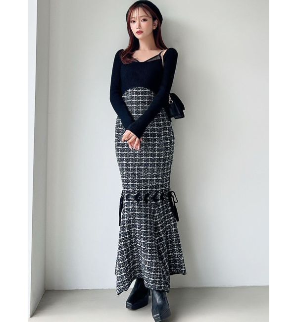 RESEXXY「シアードッキングツイードニットワンピース」|ワンピース|