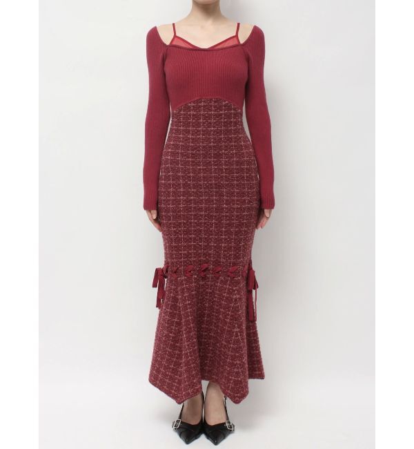 RESEXXY「シアードッキングツイードニットワンピース」|ワンピース|