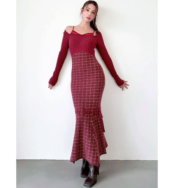 RESEXXY「シアードッキングツイードニットワンピース」|ワンピース|