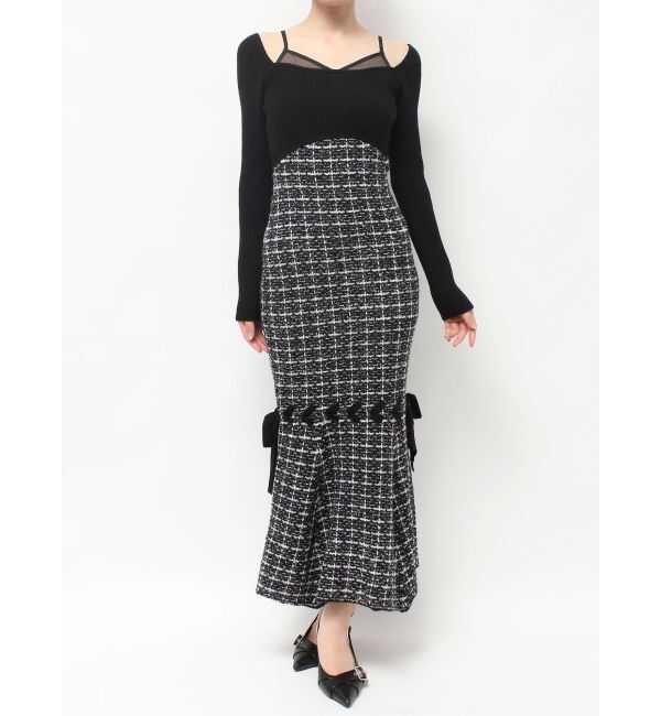 RESEXXY「シアードッキングツイードニットワンピース」|ワンピース|