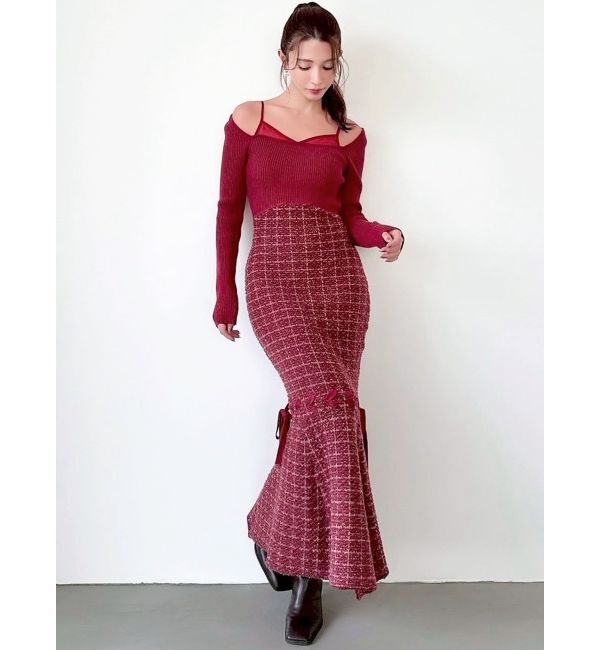 RESEXXY「シアードッキングツイードニットワンピース」|ワンピース|