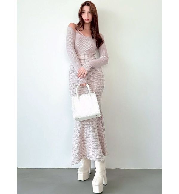 RESEXXY「シアードッキングツイードニットワンピース」|ワンピース|