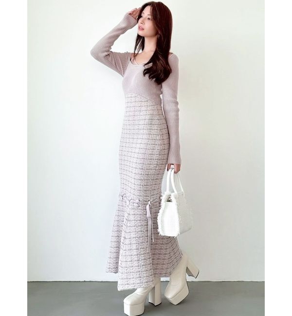 RESEXXY「シアードッキングツイードニットワンピース」|ワンピース|