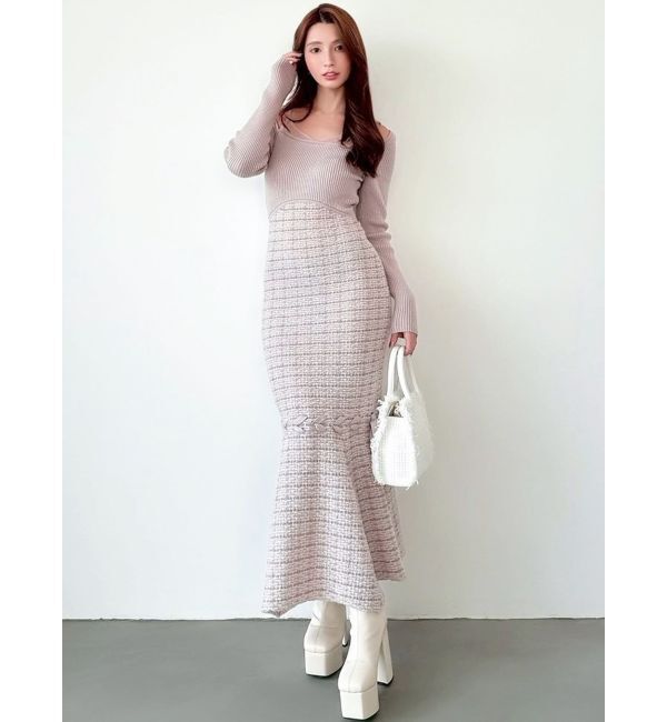 RESEXXY「シアードッキングツイードニットワンピース」|ワンピース|
