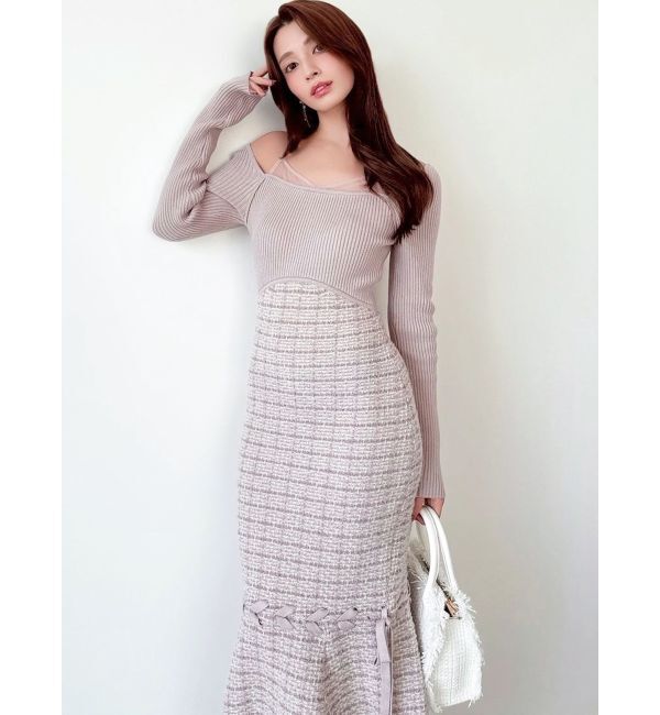 RESEXXY「シアードッキングツイードニットワンピース」|ワンピース|