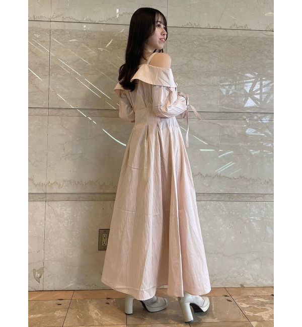 dazzlin「ウエストタックオフショルシャツワンピース」|ワンピース|