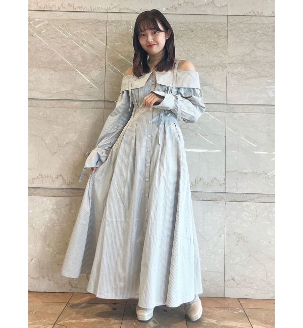 dazzlin「ウエストタックオフショルシャツワンピース」|ワンピース|