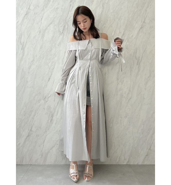 dazzlin「ウエストタックオフショルシャツワンピース」|ワンピース|