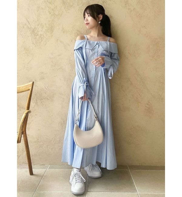 dazzlin「ウエストタックオフショルシャツワンピース」|ワンピース|