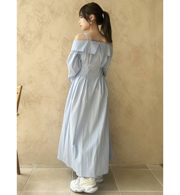 dazzlin「ウエストタックオフショルシャツワンピース」|ワンピース|