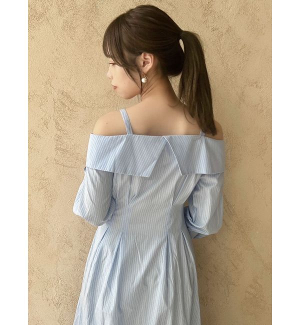 dazzlin「ウエストタックオフショルシャツワンピース」|ワンピース|