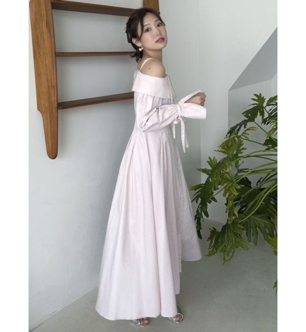 dazzlin「ウエストタックオフショルシャツワンピース」|ワンピース|