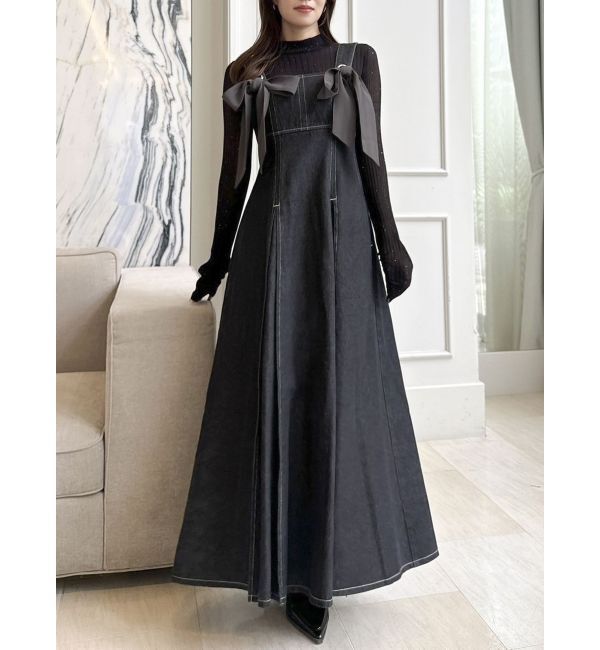 dazzlin「フロントツインリボンジャンスカ」|ワンピース|ブラック