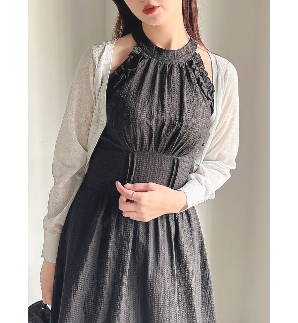 dazzlin「ラメシアーシンプルニットカーディガン」|カーディガン|グレー