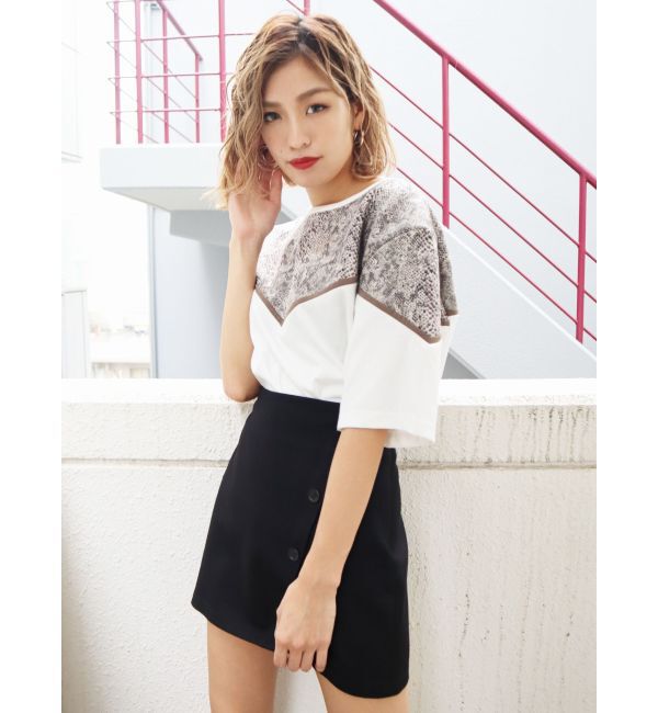 EMODA「ラインボタンミニスカート」|スカート|