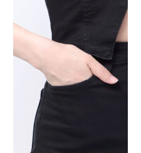 EMODA「デニムフレアジップサロペット」|オールインワン|