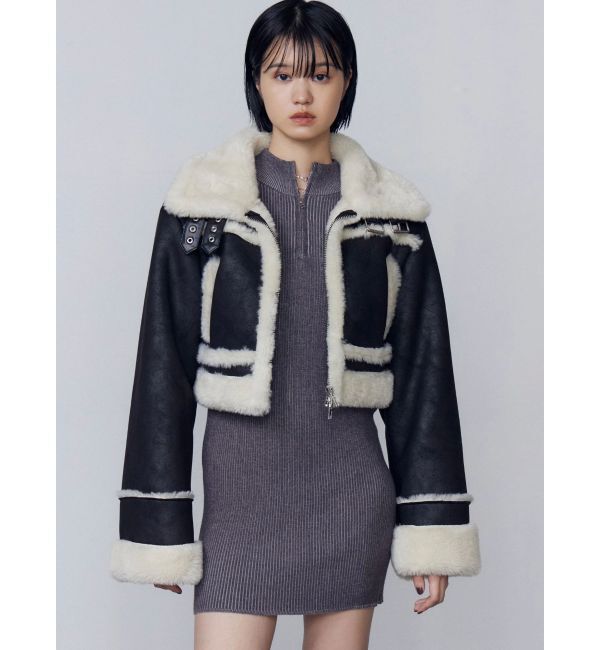 EMODA「ショートフェイクムートンブルゾン」|ブルゾン・スタジャン|