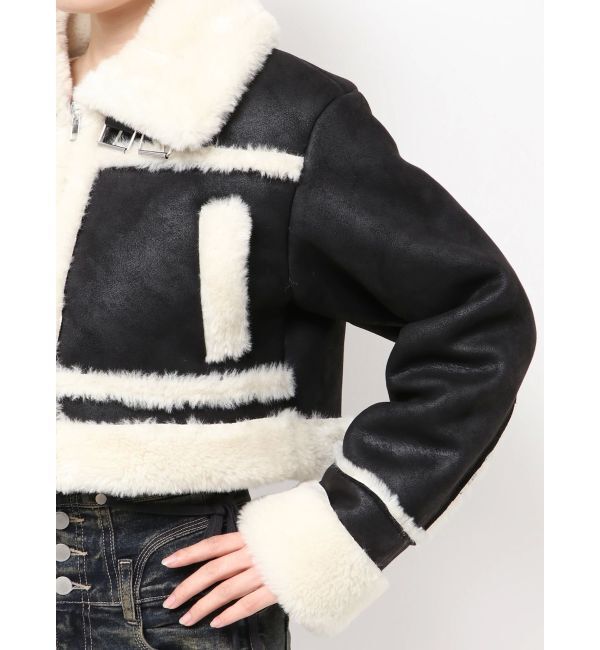 EMODA「ショートフェイクムートンブルゾン」|ブルゾン・スタジャン|