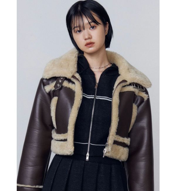 EMODA「ショートフェイクムートンブルゾン」|ブルゾン・スタジャン|